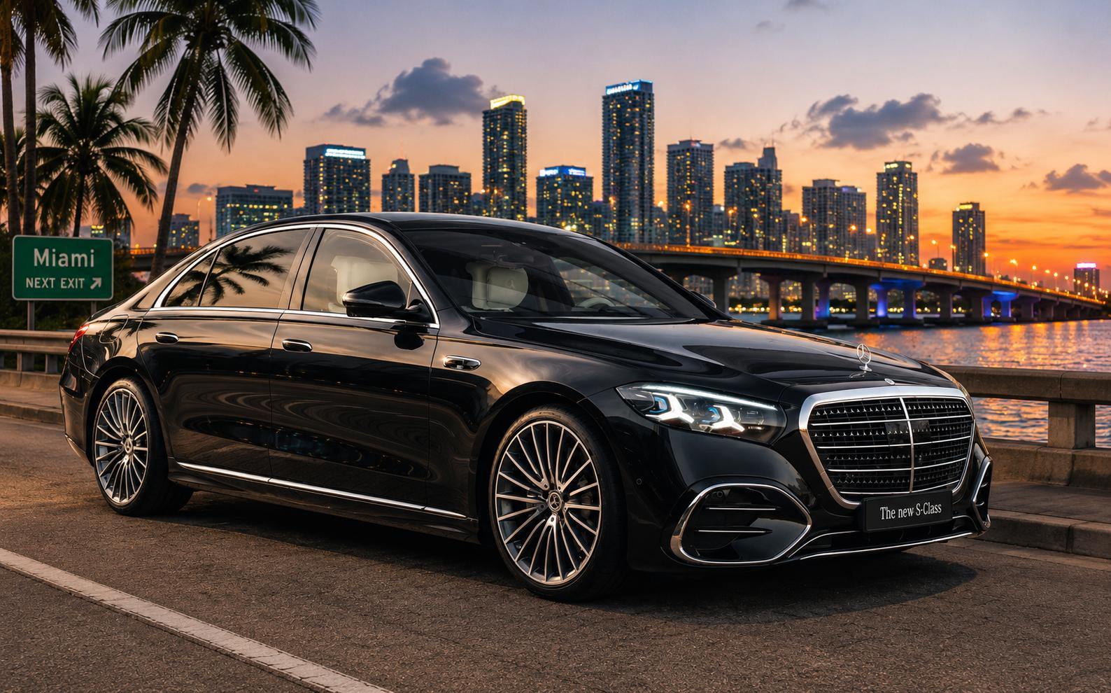 Mercedes-Benz S580 — Shama Limo Services luxury chauffeur, South Florida